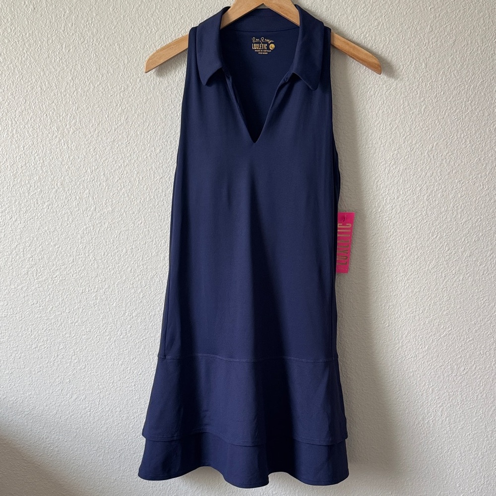 NWT Lily Pulitzer LUXLETIC Navy Sleeveless Women's 2 piece dress/short set